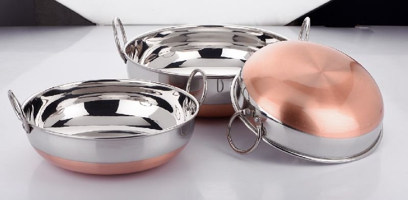 Stainless Steel Kadai with Copper Bottom - 8.25 > Cooking